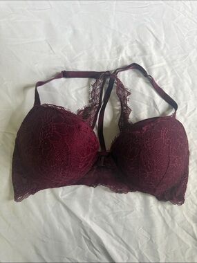 Lace Push-Up Bra in Burgundy